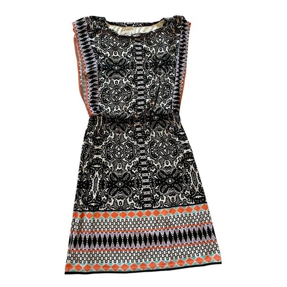 London Style Collection Women's Dress Size 4 Black White Pattern Coral Trim NEW - Picture 11 of 15